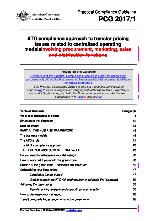 2017: ATO transfer pricing issues related to centralised operating models