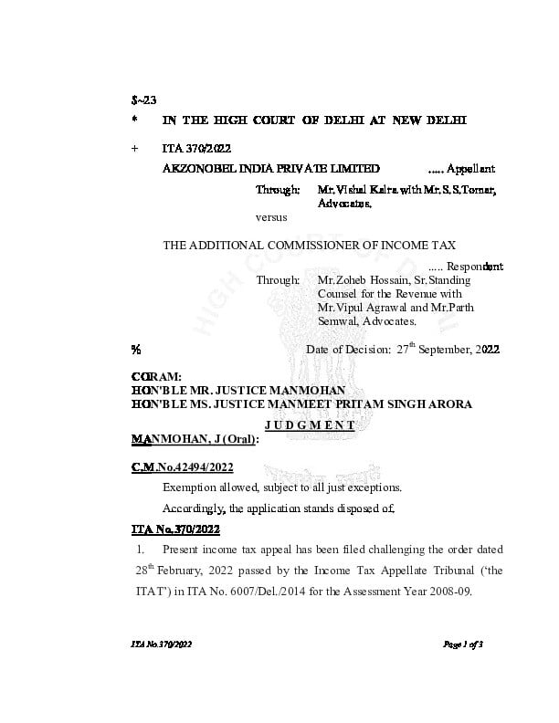 India vs akzo nobel india pvt ltd september 2022 high court of delhi