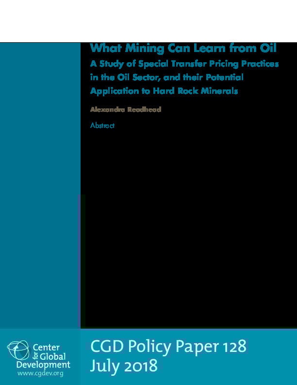 July 2018: Transfer Pricing Practices in the Oil Sector, and their Potential Application to Mining