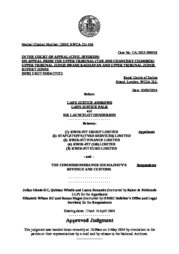 uk-vs-kwik-fit-may-2024-court-of-appeal-case-no-2024-ewca-civ-434